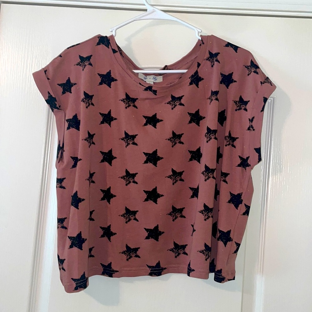 She + sky cropped shirt size large
